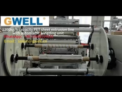 wow! 1500kg / h ความจุ PET สายพลาสติกแผ่น extruder กับหน่วยการล่อแบบอัตโนมัติเต็ม
