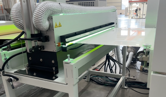เครื่องรีดแผ่น PETG ตกแต่ง กำลังการผลิต 850 กก./ชม. ช่วงความหนา 4*8 ฟุต*1 มม. และโครงสร้าง ABA